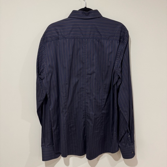 Dolce & Gabanna Martini mens navy long sleeve button down brown striped shirt - Picture 4 of 4